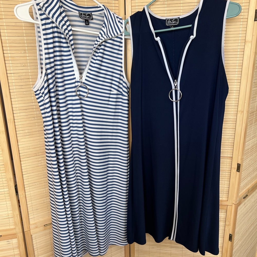 Navy and White Striped Women's Dresses